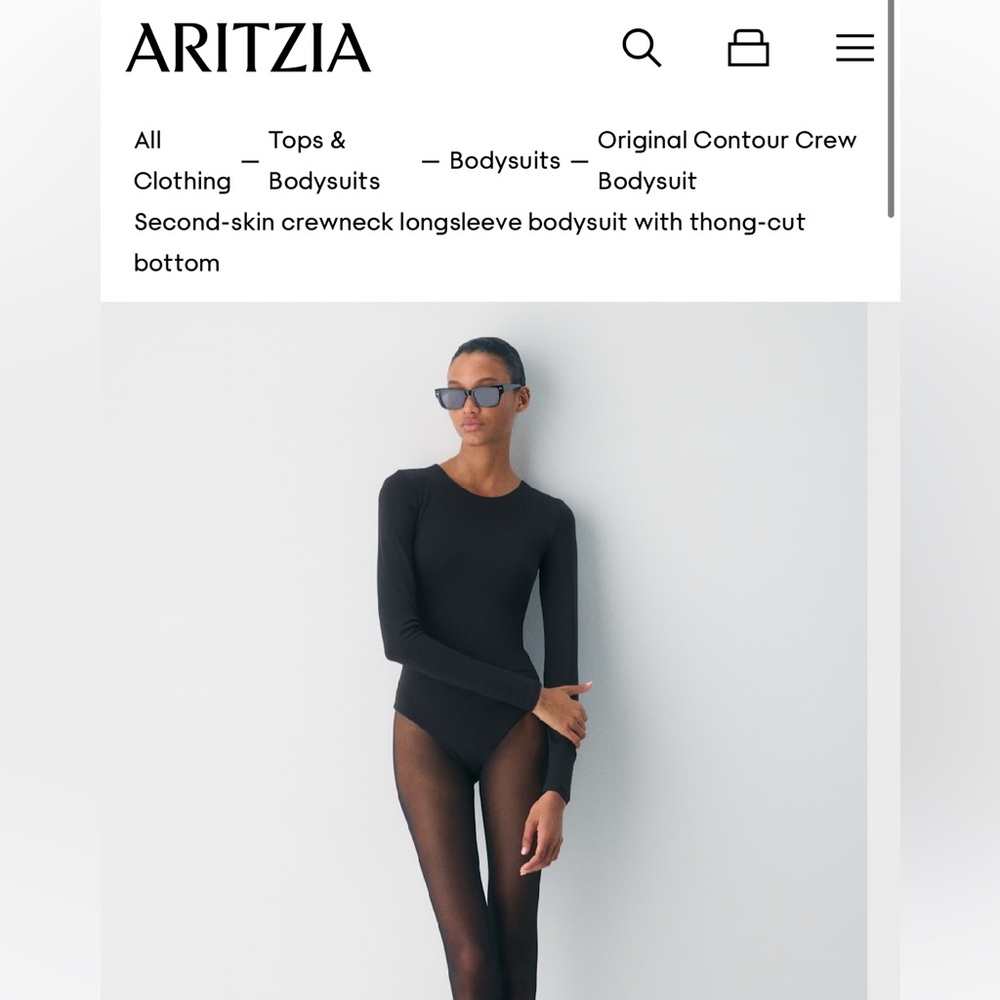 Aritzia Black Crewneck Bodysuit